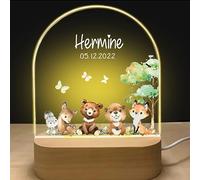 GOMOVING Veilleuse Bébé Personnalisé avec Prénom & Date-Né pour Fille, Lampe Bebe Personnalisé, Cadeau de Noël