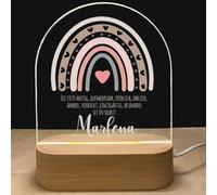 GOMOVING Veilleuse Personnalisée avec Prénom & Date - Cadeau Naissance, Baptême pour Fille et Garçon - Décoration Chambre Bébé, Lampe de Chevet Enfant - Idée Cadeau Noël