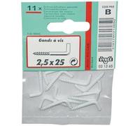 Gond à vis - VYNEX - acier rilsanisé - 3.5 mm x 40 mm - sachet de 7 pièces