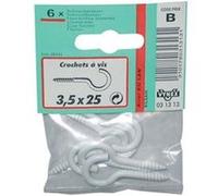 Gond piton crochet à visser VYNEX acier rilsanisé 3,5x25 Blanc (lot de 6) Blanc
