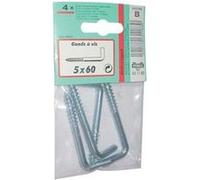 Gond piton crochet à visser VYNEX acier zingué 5 x 50 mm lot de 6 Bleu-gris (aspect acier zingué)
