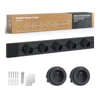 GONEO Rail de Prises modulable Mural 75 cm, multiprise électrique avec 5 adaptateurs et interrupteurs, 16A 3680W, 2P+T, Extensible jusqu'à 8 Prises, idéal pour Cuisine, Salon, Lieu de Travail
