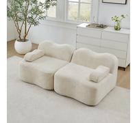 gonew21 Canapé 2 places Boneless, forme ondulée, velours, 32D, coussin | Canapé modulaire capitonné en velours, sans structure, coussin d'assise profond, coussin d'accoudoir mobile, pour salon