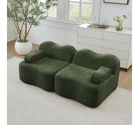 gonew21 Canapé 2 places Boneless, forme ondulée, velours, 32D, coussin | Canapé modulaire capitonné en velours, sans structure, coussin d'assise profond, coussin d'accoudoir mobile, pour salon
