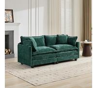 gonew21 Canapé 2 Places Chenille Cloud Canapé Modulable Double Mousse | Canapé rembourré 195 x 75 x 84 cm, vert, sans accoudoirs, pour salon, appartement, petits espaces, sans fonction couchage