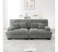 gonew21 Canapé 2 places en chenille, modulaire, cadre en bois massif | Canapé double rembourré, gris, 4 coussins, 2 coussins lombaires, pour salon, appartement, sans fonction couchage