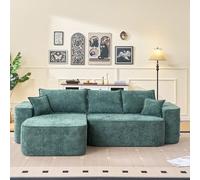 gonew21 Canapé d'angle en forme de L avec méridienne - Siège bas XXL - Canapé modulaire sans assemblage - Canapé nuage boneless en chenille - 262 cm - Vert