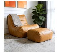 gonew21 Fauteuil de relaxation ergonomique, avec méridienne et housse en flanelle, peu encombrant, pour salon et bureau à domicile, meuble rembourré confortable pour adultes, marron, 93 x 80 x 75 cm