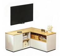gonew21 Meuble TV bas en forme de L avec 5 compartiments et meuble d'angle | Meuble TV et meuble TV avec 2 portes et espace de rangement, pour salon, 90 cm, capacité de charge 80 kg