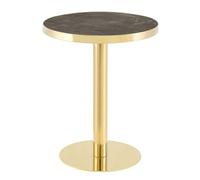 gonew21 Table basse ronde en acier inoxydable doré - Table d'appoint luxueuse avec colonne stable - Moderne pour canapé, gris/doré - Revêtement UV