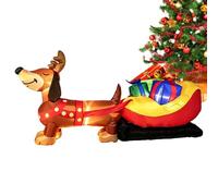 Gonflable de Noël Décor de Teckel en Luge 2,4 m | Gonflables de Noël d'Extérieur avec Lumières LED Intégrées pour Jardin Pelouse Fête Piscine Extérieure Plage Maison de