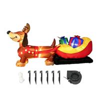 Gonflable de Noël Décor de Teckel en Luge 2,4 m | Gonflables de Noël d'Extérieur avec Lumières LED Intégrées pour Jardin Pelouse Fête Piscine Extérieure Plage Maison de