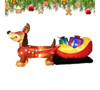 Gonflable de Noël Décor de Teckel en Luge 2,4 m | Gonflables de Noël d'Extérieur avec Lumières LED Intégrées pour Jardin Pelouse Fête Piscine Extérieure Plage Maison de