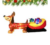 Gonflables de Noël Traîneau à Chiens d'extérieur de 2,4 m, décor Mignon de | Décoration de Noël gonflable avec lumières LED intégrées pour Maison Plage Piscine Extérieur Fête Pelou