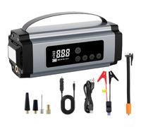 Gonfleur de pneu de voiture portable 25L/min Pompe à air rapide | Débit d'air élevé de 25 l/min, pour un gonflage rapide de 0 à 2,5 bar, moteur en fil de cuivre, coque ABS, finition argentée