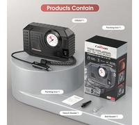 Gonfleur de pneu portable Carsun, jauge de pression mécanique 12V CC 150 PSI, compresseur d'air portatif, compartiment de rangement arrière, moteur en alliage ABS, cordon d'alimentation de 3 mètres, h