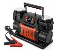 Gonfleur de pneus 12 V à double cylindre, débit d'air 300 L/min, pression maximale 10,3 bar, écran LCD, arrêt automatique, adaptateurs pour camions, voitures, SUV, 4x4, camping-cars