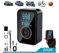 Gonfleur Pneu Voiture Sans Fil, Compresseur à Air Portatif 150psi -Éclairage - Arrêt intelligent - Double Écran LCD - Portable 465g