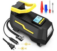 Gonfleur Pneus Voiture, 220V Maison, Allume-Cigare 12V, Mini Compresseur, arrêt Automatique, écran Digital pour Voiture, Vélo, Moto