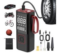 Gonfleur Pneus Voiture Sans Fil,COCCKO 6000mAh Compresseur à Air Portatif pour Pneus, 150PSI gonfleur velo electrique,LED et Arrêt Automatique, avec 3M Cigarette Lighter 12V et Storage Bag
