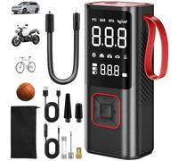 Gonfleur Pneus Voiture Sans Fil Power Bank Lampe Poche 3 in 1, 6000 mAh Compresseur Air Portatif, 150PSI Pompe Electrique Multifonctionnel, Pompes Gonflable Mini pour Voitures, Vélos, Moto, Balle