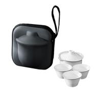 Gongfu Chinois Service à Thé Blanc en Céramique Portable | Petit Format, Théière et Tasses avec Couvercles, Usage Maison Bureau, Style Minimaliste Adulte