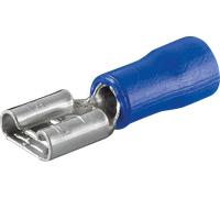 GOOBAY 17004 - Douille fiche plate, largeur : 6,4 mm, bleue, 100 pièces