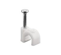 goobay 17077 Serre-câbles, jeu de 100 / Support de câbles pour fixation de câbles jusqu'à 5mm de diamètre / Serre-câbles avec clou pour mur, coins et montage en saillie / 100 pièces / blanc