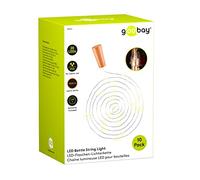 goobay 49854 Lot de 10 guirlandes lumineuses avec 20 LED à placer dans les bouteilles, lumière décorative avec piles dans le bouchon 2 m, Argenté, Marron Clair