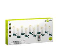 Goobay 49873 10 Bougie de Noël LED sans fil avec télécommande, minuterie pour une ambiance individuelle et un variateur d'intensité en cire véritable, blanc, fonctionnement à piles