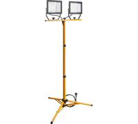Goobay 49984 Projecteur de chantier à LED avec pied télescopique, 2 x 50 W avec un total de 8500 lm et une lumière blanche froide (6500 K), adapté à une utilisation en intérieur et en extérieur (IP65)