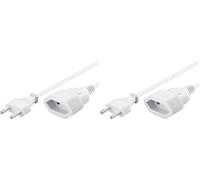 Goobay 51356 Câble d'alimentation Rallonge/Câble d'alimentation/Rallonge pour Prise Type C européenne sur Prise Type C européenne Femelle / 2m / 250V / 0.75 mm² câble Plastique 2 / Blanc (Lot de 2)