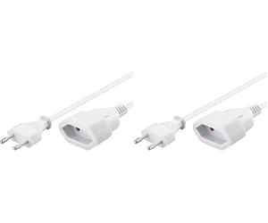 Goobay 51356 Câble d'alimentation Rallonge/Câble d'alimentation/Rallonge pour Prise Type C européenne sur Prise Type C européenne Femelle / 2m / 250V / 0.75 mm² câble Plastique 2 / Blanc (Lot de 2)