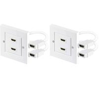 goobay 51723 Prise Murale HDMI, Doré, Blanc, 86mm Longueur, 86mm Hauteur (Lot de 2)