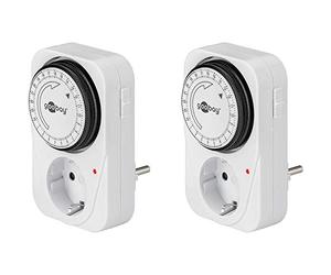 goobay 55538 Minuterie analogique pour l'intérieur / Minuterie pour prises de courant / cycle de 15 minutes réglable / l'intérieur / LED de contrôle / fonctionnement continu possible / set 2 pièces