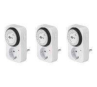 Goobay 55539 Minuterie/Prise programmable pour Prise de Courant avec fiche à Contact de Protection - silencieuse minuteur Prise Electrique 16a - Fiche mâle/Femelles: Type F, Paquet de 3
