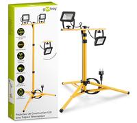 Goobay Projecteur de chantier LED sur pied télescopique 2 x 20 W 3400 lm 4000K IP65 Noir/Jaune