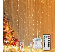 goobay 57943 Rideau de Noël lumineux 300 LED Alimenté par USB et télécommande Transparent