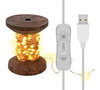 goobay 60341 Guirlande lumineuse LED Bobine de fil, petite/lampe décorative rétro/décoration d'intérieur stylée/lumière blanche chaude et apaisante/bois véritable