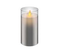 goobay 60372 Bougie LED en cire véritable dans le verre / 15 cm de haut/Bougies sans flamme avec flamme mobile/bougies à piles/décoration de table LED/bougies LED avec minuterie