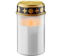 goobay 64604 Lanterne funéraire LED avec batterie/bougies funéraires à LED pour extérieur/cimetière/lumière éternelle/lampe funéraire/blanc/fonctionne avec 2 piles AA Mignon (non incluses)