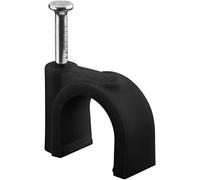 goobay 64684 Serre-câbles, Jeu de 100 / Support de câbles pour Fixation de câbles jusqu'à 12mm de diamètre/Serre-câbles avec Clou pour Mur, Coins et Montage en saillie / 100 pièces/Noir