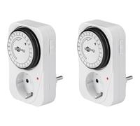 Goobay 64893 Lot de 2 minuteries analogiques pour l'intérieur - Minuterie intérieure - Minuterie réglable de 15 Minutes - Convient pour l'intérieur - LED de contrôle - Fonctionnement continu Possible