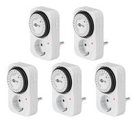 Goobay 64895 Lot de 5 minuteries analogiques pour l'intérieur - Minuterie intérieure - Minuterie réglable de 15 Minutes - Convient pour l'intérieur - LED de contrôle - Fonctionnement continu Possible