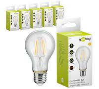 goobay 74099 Ampoule LED filament 4W / forme de bougie/ampoule lumière blanche chaude 2700K/lampe à faible dégagement de chaleur/non dimmable / 4kWh/1000h cristal clair / 6 pièces
