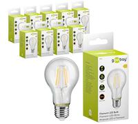 goobay 74100 Ampoule LED filament 4W / forme de bougie/ampoule lumière blanche chaude 2700K/lampe à faible dégagement de chaleur/non dimmable / 4kWh/1000h cristal clair / 10 pièces