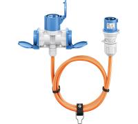 goobay Câble Adaptateur CEE pour Caravane, 10 m, Prise CEE vers 1 Prise CEE et 2 Prises avec Contact de Protection, IP 44, câble de Camping, Camping-Car et travaux 76266