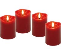 goobay Bougies lumineuses avec fonction minuterie Lot de 4 en rouge avec mèche 3D & fonctionnant sur piles, élégantes pour le salon, la salle à manger et l'Avent - 77749