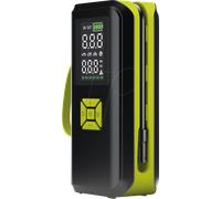 goobay - Pompe à air électrique sans fil 10 bar/150 PSI - Batterie 2Ah, 5V, avec lumière LED, 4 adaptateurs de soupapes, écran LED, compresseur pour pneus et balles de voiture, moto, vélo, port USB-C