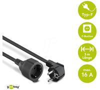 GOOBAY 93093 - Verlängerung Schutzkontakt, 3 m, schwarz